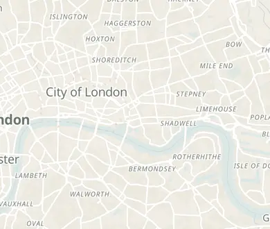 Walking route between 6 old pubs in London, numbered in walking order