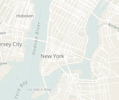 Walking route between 4 old pubs in New York City, numbered in walking order