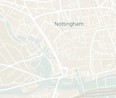 Walking route between 3 old pubs in Nottingham, numbered in walking order