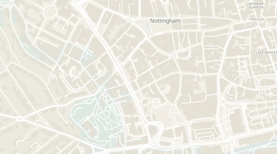 Walking route between 3 old pubs in Nottingham, numbered in walking order