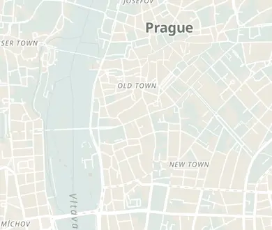 Walking route between 3 old pubs in Prague, numbered in walking order